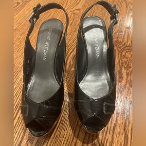 Stuart Weitzman size 8m black patent leather wedges